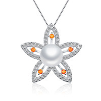 Star shape 925 sterling silver pearls pendant
