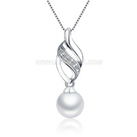 925 sterling silver CZ rice pearl pendant necklace for women