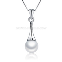 Attractive girls S925 silver waterdrop rice pearl pendant