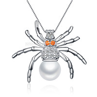 925 sterling silver spider round  pearl pendant for women