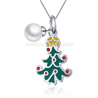 925 sterling silver Christmas Tree saltwate Akoya pearl pendant