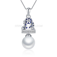 925 sterling silver Christmas Bell pearl women pendant necklace