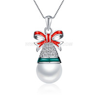 925 sterling silver red bowknot pearl women pendant necklace