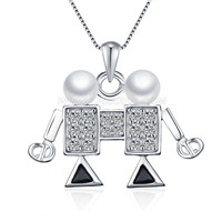 925 sterling silver CZ couple pearl pendant necklace for women