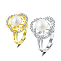 wholesale 925 sterling silver CZ Akoya pearl ring for women