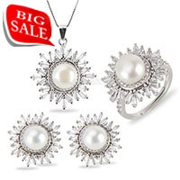 925 Sterling Silver cubic zircon women earrings pendant necklace