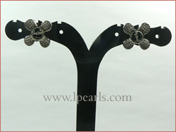 18k GP flower pattern pearl earring studs accessories wholesale