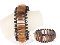 coffee shell and black crystals bracelet