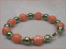 10mm shell pearls with 8mm green shell pearls bracelet