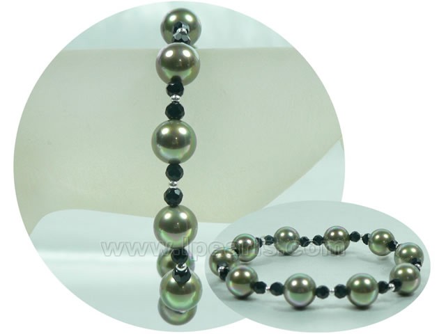 green pearl bracelet with crystals