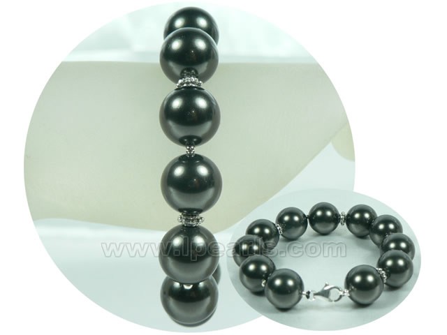 14mm black shell pearl jewelry bracelet