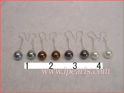 10mm pearl sterling dangling earrings