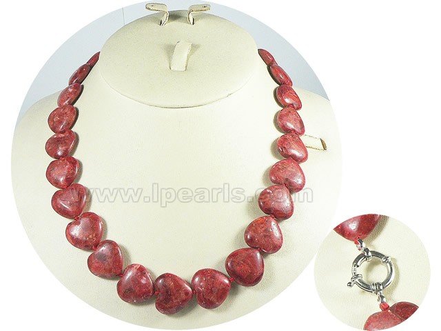 20mm heart-shape red coral jewelry necklace