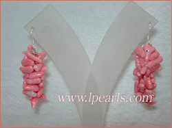 3cm pink brance coral sterling dangling earring jewelry