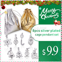 8pcs silver plated cage pendant set Chritsmas lucky bag