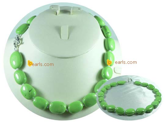 oblong apple green Turquoise jewelry necklace