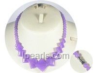 light purple gradual change square jade beads necklace
