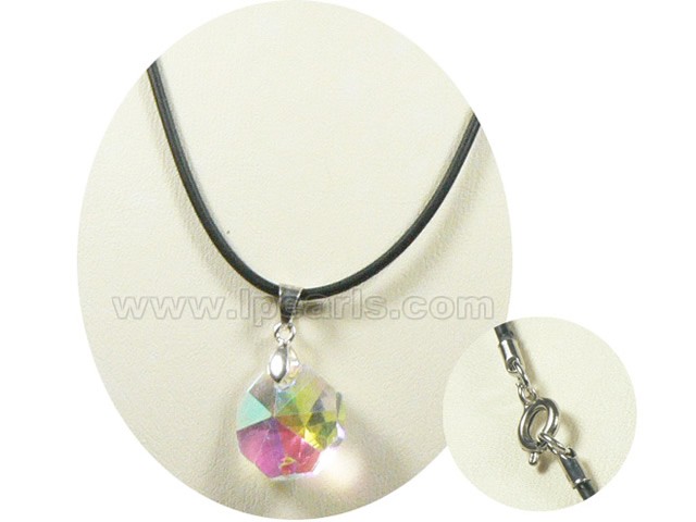 Octagon shaped faceted multicolor crystal Pendant