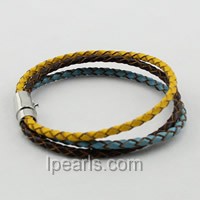 wholesale 3mm three strands leather cord bracelet
