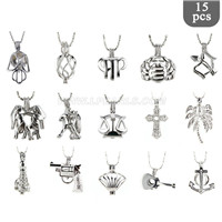Mixed pendants big package Silver plated cage pendant 15pcs