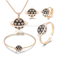 Girls silver plated CZ universe earrings bracelet necklace set