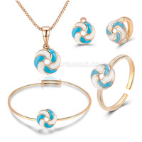 Little girls silver plated blue windmill earrings bracelet neckl