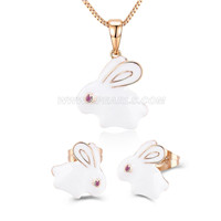 Little girls silver plated lovely rabbit earrings pendant neckla