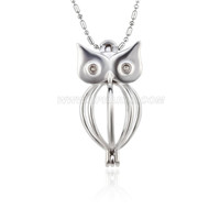 wholesale silver plated owl cage pendant 5pcs