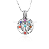 Colorful tree design plated cage pendant 5pcs