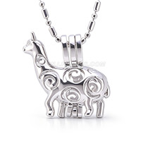 Silver plated pearl alpaca cage pendant 5pcs