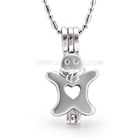Silver plated pearl Cartoon kid love heart cage pendant 5pcs