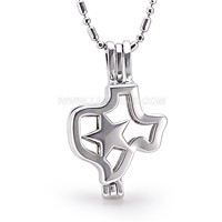 Silver plated pearl Texas USA Map star cage pendant 5pcs