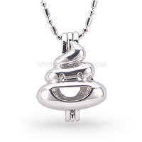 Silver plated pearl Poop shape cage pendant 5pcs
