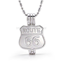 Silver plated pearl US Route 66 signboard cage pendant 5pcs