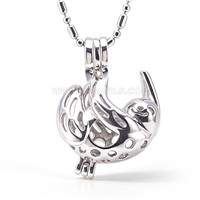 Silver plated pearl bird of paradise cage pendant 5pcs