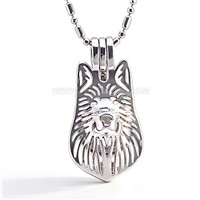 Silver plated pearl wolf head cage pendant 5pcs