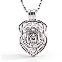 Silver plated pearl England Bulldog head cage pendant 5pcs