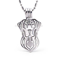 Silver plated pearl Labrador dog cage pendant 5pcs
