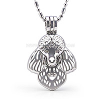 Silver plated pearl Poodle Dog cage pendant 5pcs