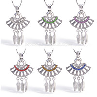 Silver plated pearl Boho Fan Tassel cage pendant 5pcs