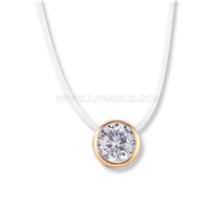 silver plated rose gold CZ pendant necklace for women