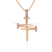 silver plated CZ cross nail necklace pendant for women