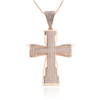 silver plated CZ big cross necklace pendant for women