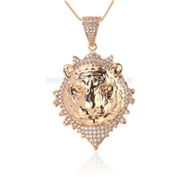 silver plated CZ little lion head pendant for women