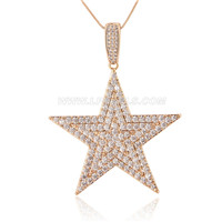 silver plated rose gold CZ Five-pointed star necklace pendant