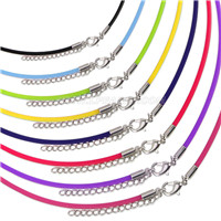 Fashion Colorful silver plated rubber necklace chain 10pcs