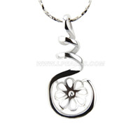 silver plated Twisted flower pearl pendant necklace mounting