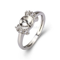 Silver plated white CZ pearl ring mounting for women