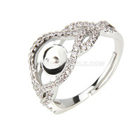 wholesale silver plated adjustable pearl ring fitting with zirco