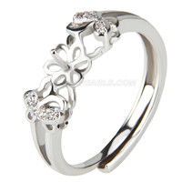 Silver plated flower design adjustable pearl ring fitting with z